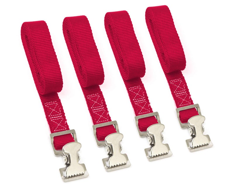 PowerTye 1in x 4ft Utility Lashing Strap - Made in USA - 150 lb. Working Load Limit / 450 lb. Breaking Strength - Red (4-Pack) - Image 1